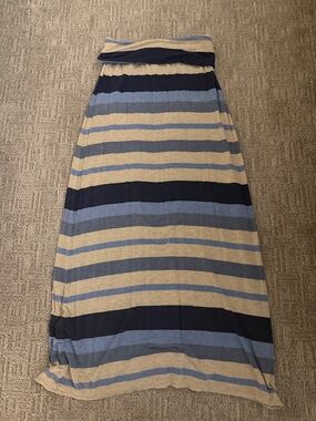 Max Studio Striped Navy, Light Blue & Cream Maxi Skirt